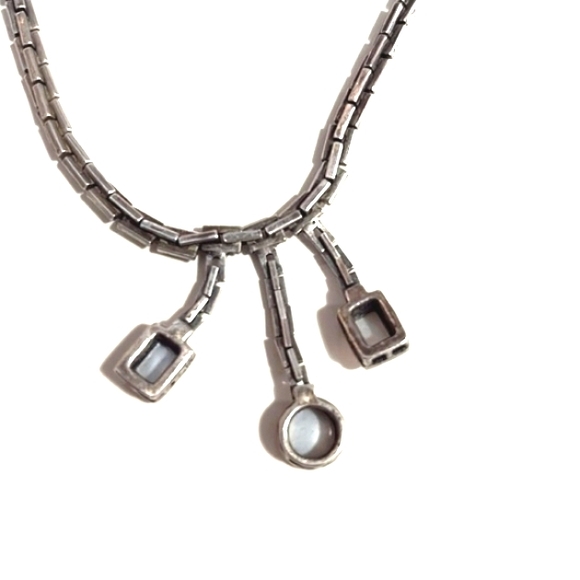 VINTAGE KC DESIGNS SILVER-TONE MOTHER OF PEARL PENDANT 17" NECKLACE - Picture 4 of 11